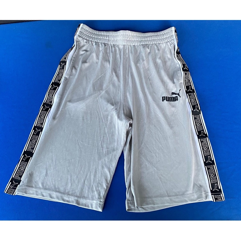 Puma Boys Grey Athletic Logo Shorts Taped Sides Size XL 18-20 PBS21-03751